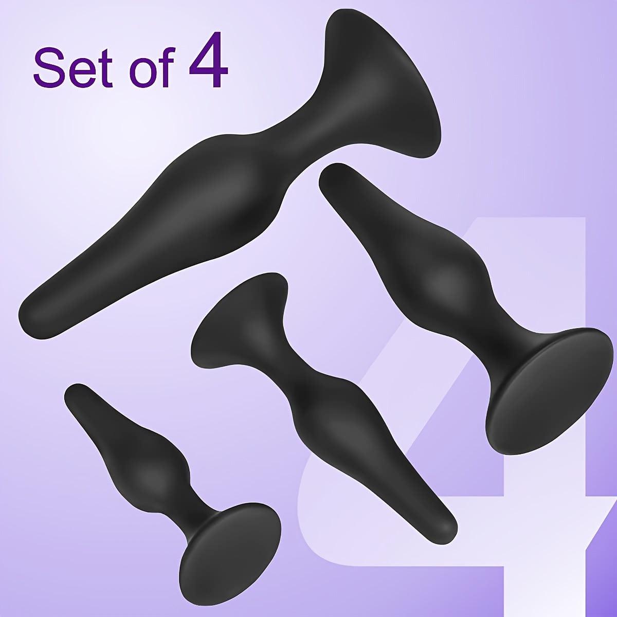 4pcs Set Silicone Anal Plug Butt Plug Anal Training Dilator Adult Sex Toy - propinkup