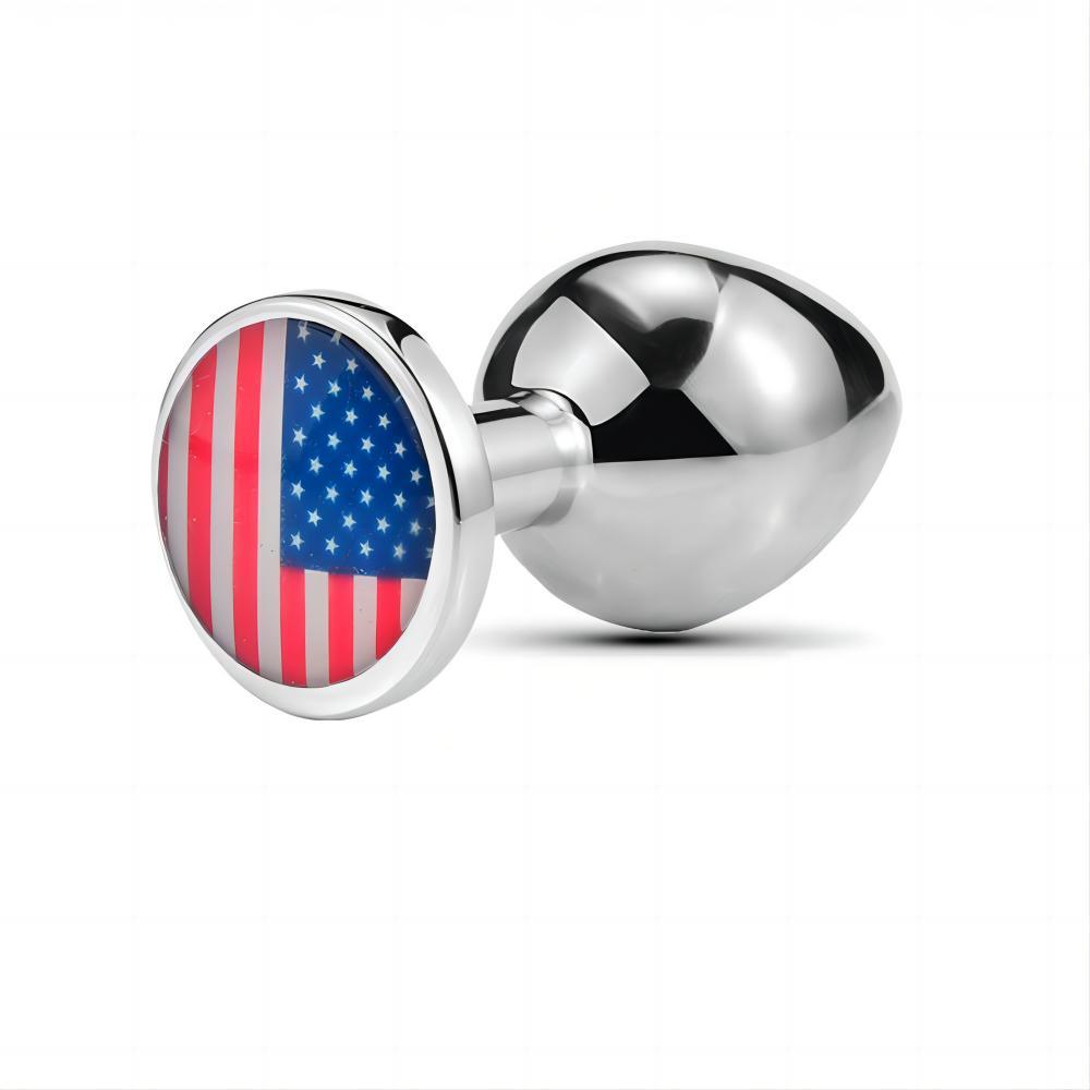 World Cup Flag Glass Rhinestone Anal Plug Aluminum Alloy Expansion Stainless Steel Butt Plug Adult Sex Toys - propinkup