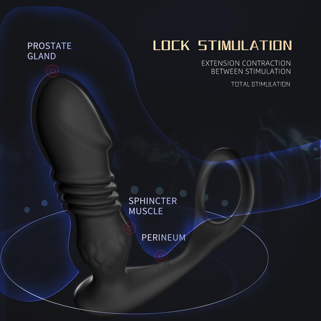 10 Thrusting Vibrating Anal Plug Prostate Massager With Cock Ring Wnd Remote Control Anal Vibrator - propinkup