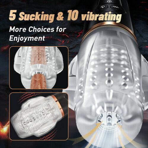 Upgraded Tornado 5 Sucking & 10 Vibrating Transparent Dual Motor Male Masturbation Cup - propinkup