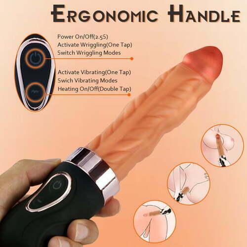 Riley 7 Wriggling 9 Vibrating Heating Dildo Vibrator 9.65 Inch - propinkup