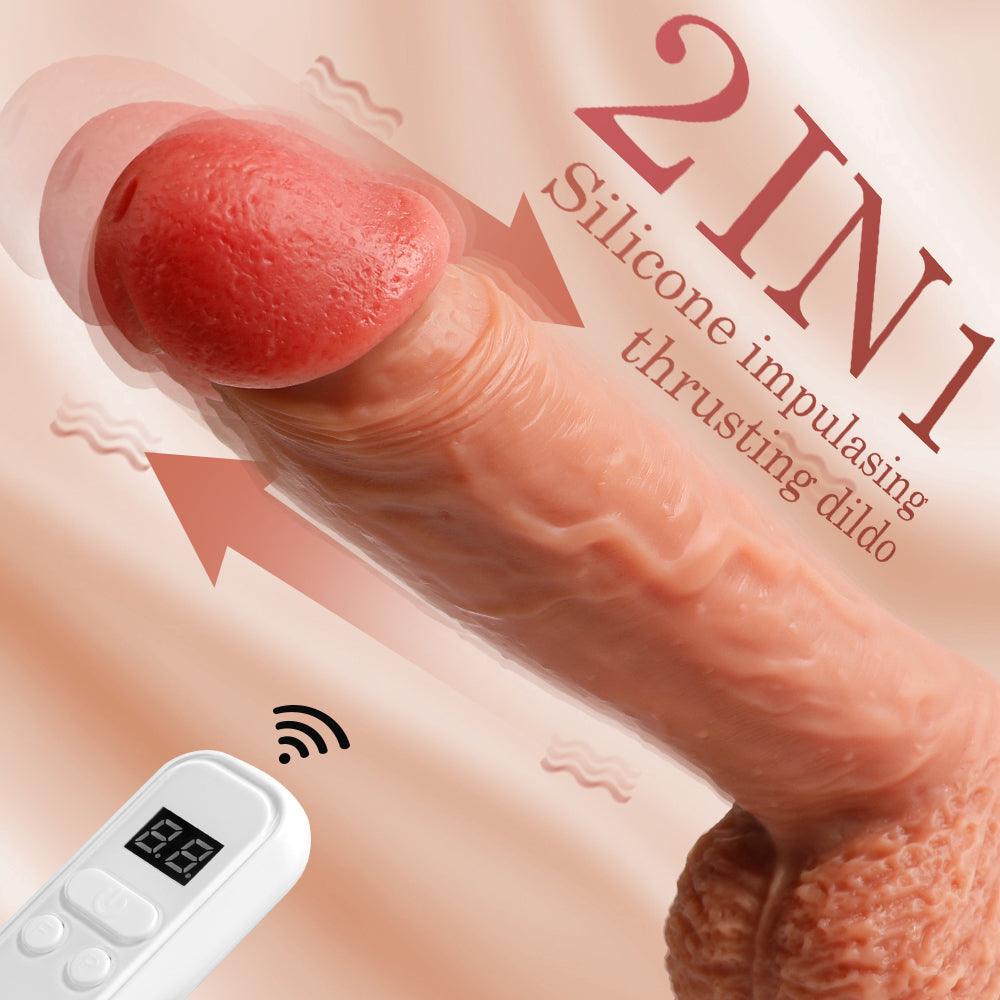 High-Frequency Pulsing Realistic Dildo 8.86 IN with Multi Telescoping Vibrating Modes - propinkup