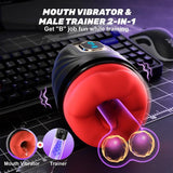 2 in 1 Mouth Shaped Penis Vibrator Male Glans Trainer Masturbation Cup - propinkup