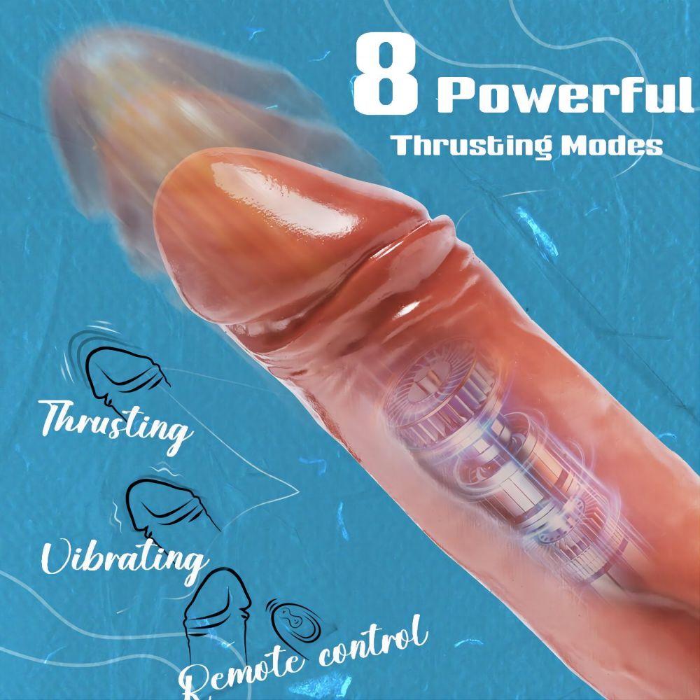 Realistic Wearable Dildo Vibrator Remote Control G-Spot Anal Vibrators with 8 Thrusting & Vibration - propinkup