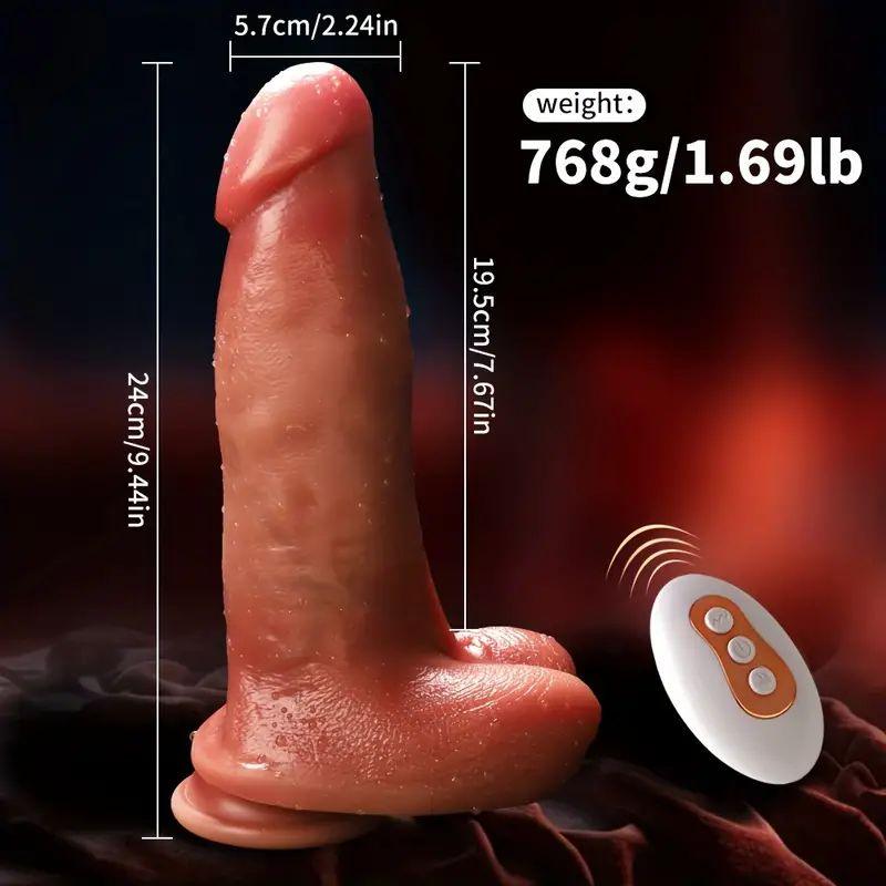 9.44in Thick Realistic Dildo Thrusting Vibrating Heating G-Spot Dildos with Strong Suction Cup & Remote Control - propinkup