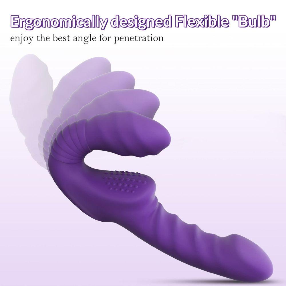 Strapless Strap on Dildos with Flexible Bulb Double End Dildo for Woman - propinkup