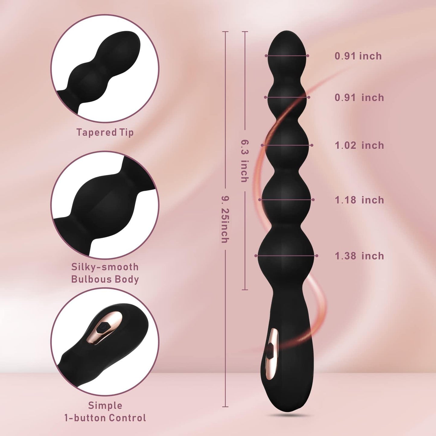 7 Frequency Vibration Anal Beads Graduated Design Butt Plug G-Spot Vibrator Sex Toy for Man & Woman - propinkup