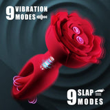 Rose Butt Plug Anal Toys with 9 Vibration & Flapping Modes Remote Control Vibrator - propinkup