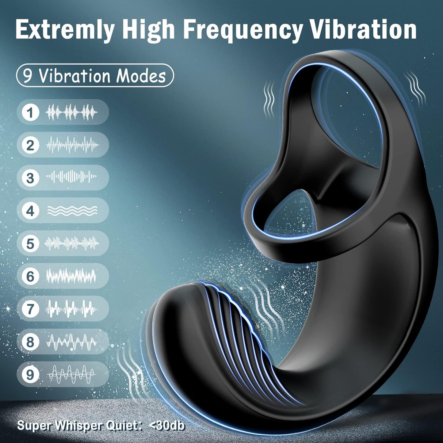 9 Vibrating Modes Male Anal Vibrator with Cock Rings Remote Control Prostate Massager - propinkup