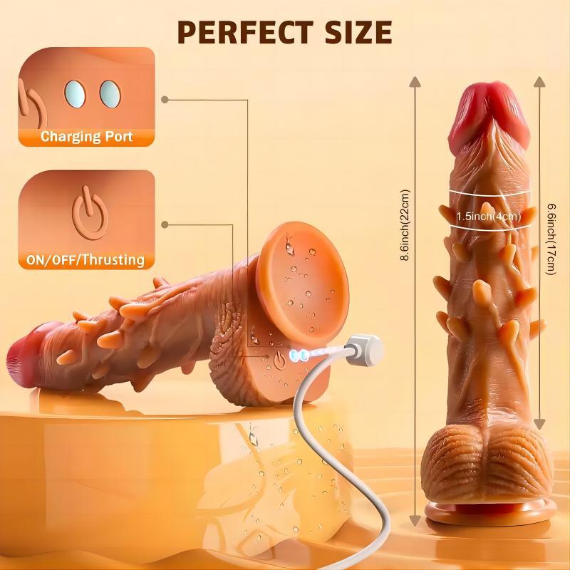 Thrusting Vibrating Realistic Dildo with 10 Frequencies Remote G-spot Anal Heating Dildos Adult Sex Toys - propinkup