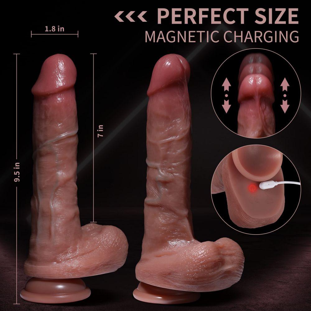 Plus Size Realistic Dildos Thrusting Dildo Vibrator with 5 Thrusting Modes 9.5 Inch - propinkup