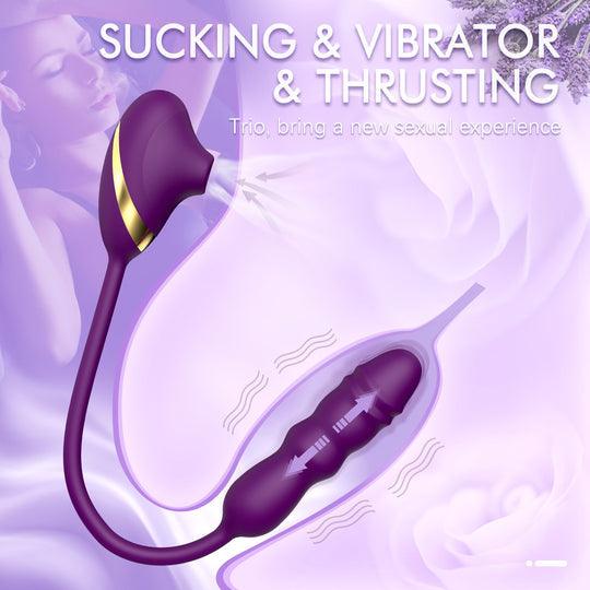 3 IN 1 Sucking Thrusting Dildo Vibrator - propinkup