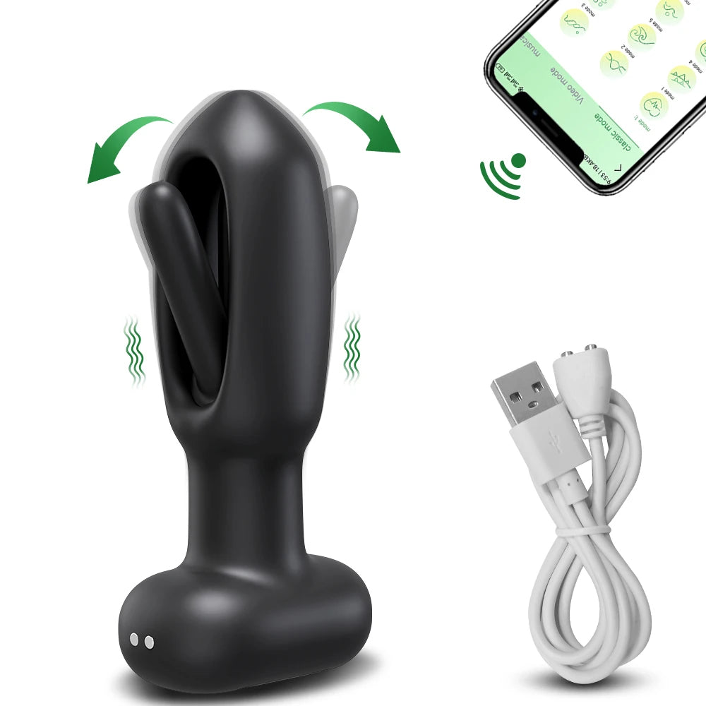 APP Control Butt Plug 9 Tapping 9 Vibrating Anal Plug Pointed Design Anal Vibrator Prostate Massager - propinkup