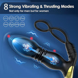 APP Control Prostate Massger 3 in 1 Multifunctional Thrusting Anal Plug with Dual Penis Ring - propinkup