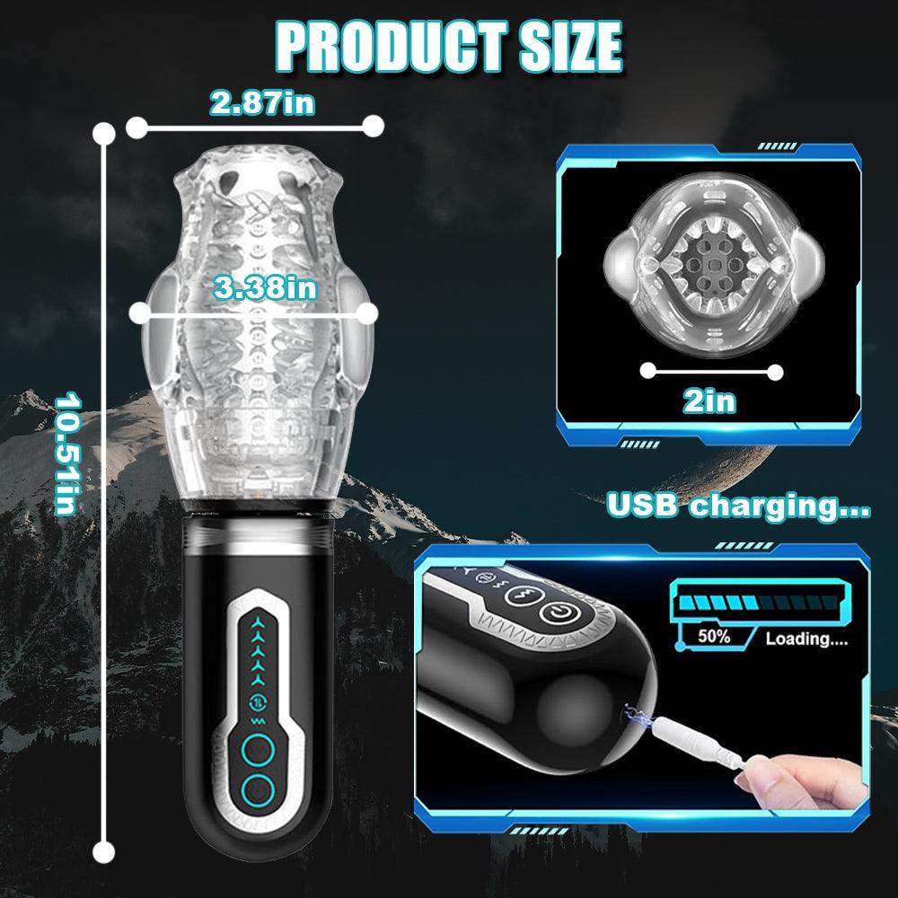 Amber - Double Egg Vibrators 5 Thrusting 7 Vibrating Oral Sex Male Masturbation Cup - propinkup