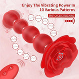 Anal Beads 10 Rotate Twist and Vibrating Modes Prostate Massager Graded Silicone Design Anal Vibrators Rose Toy - propinkup