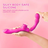 Remote Control Double-Ended Strap-On Dildo Bloom Tapping & Vibrating Strapless Vibrator for Lesbian - propinkup