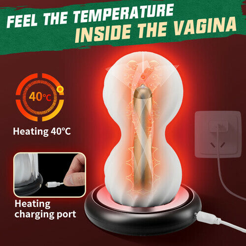 Male Xmas Gift Heating Masturbator with Vibrating Anal Beads 2 IN 1 Masturbation Cup - propinkup