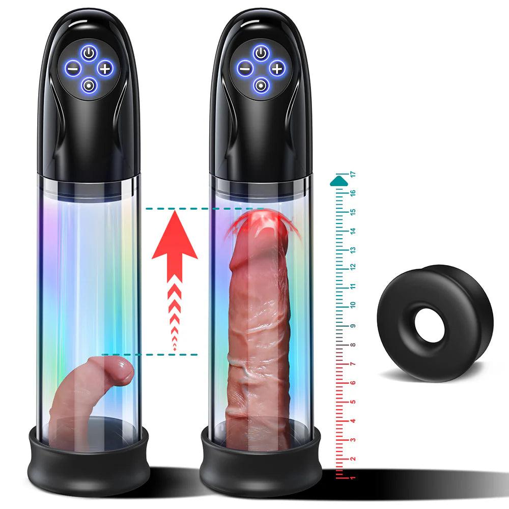 Flash Lights Penis Vacuum Pump With 5 Suction Modes Male Masturbator Penis Enlargement Pump - propinkup