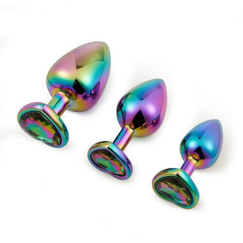 Felton Luxury Laser Color Diamond Base Anal Plug 3 Pcs Set - propinkup