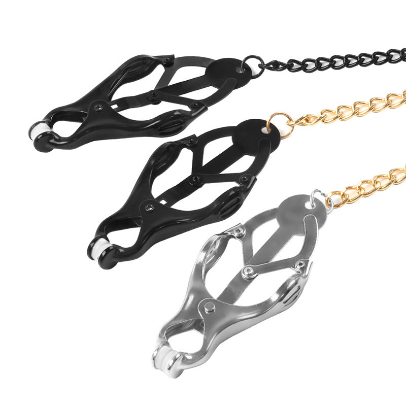 Fetish SM Nipple Clamps with Chain Butterfly Shape No Piercing