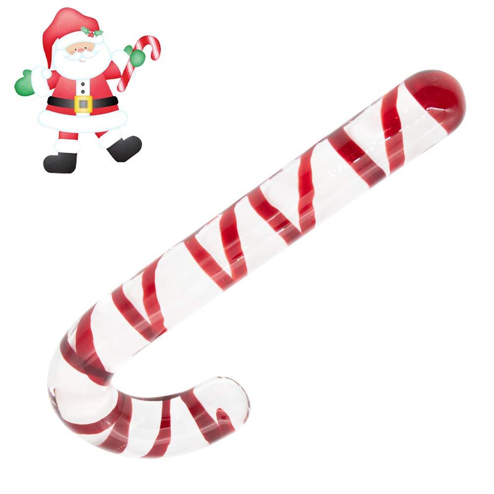 Chirstams Gift Double-end Butt Plug Glass Pleasure Wand Dildo Candy Cane Unisex Anal Butt Plug for Men Women - propinkup