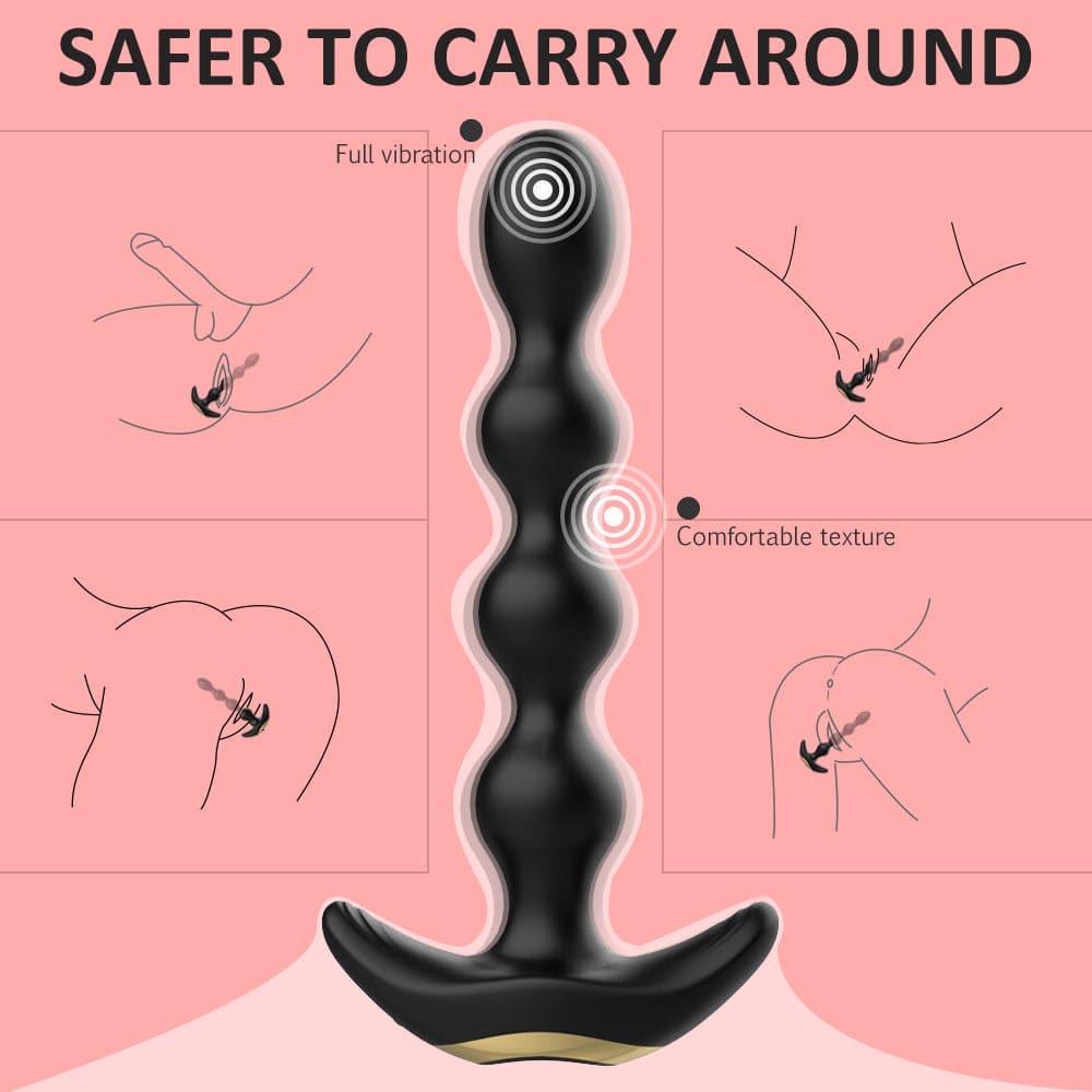 Male Wireless Remote Control Anal Plug 9 Vibration Modes With Rotation Anal Beads Bendable Butt Plug - propinkup