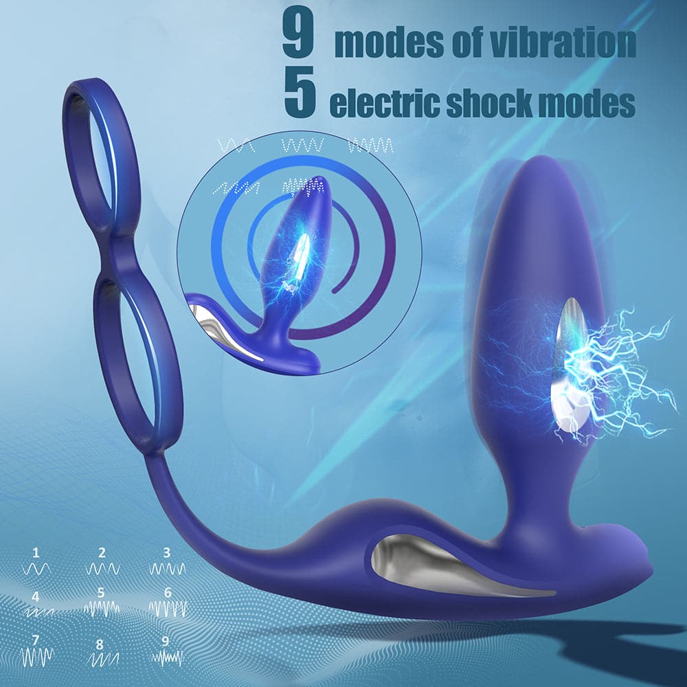 Lightning 9 Frenquencies Vibration 5 Electric Shock Modes Butt Plug With Remote Controller Anal Plug - propinkup