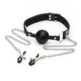 Nipple Clamps with Ball Gag Mouth Gag and Breast Clamps with Chains, Slave Restraints Ballgag for Couples, SM Bondage Sex Toys