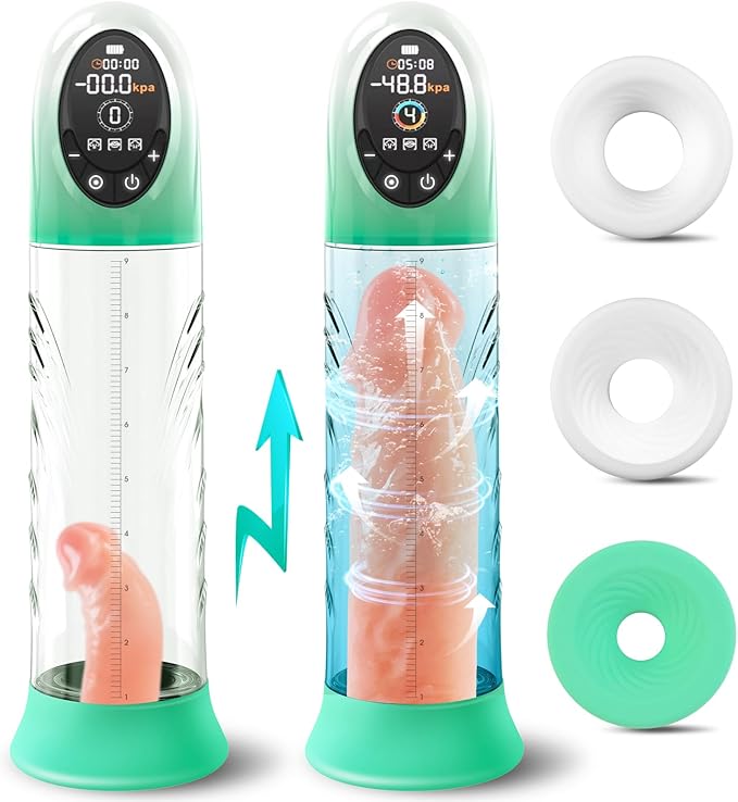 Source - 4 Pressure Levels 9 Sucking Modes Vacuum and Water Penis Pump with LCD Display