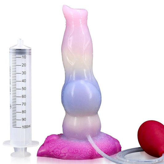 Realistic Squirting Silicone Dog Dildo with Knot and Suction Cup 8 inch Canine Dildos K9 - propinkup