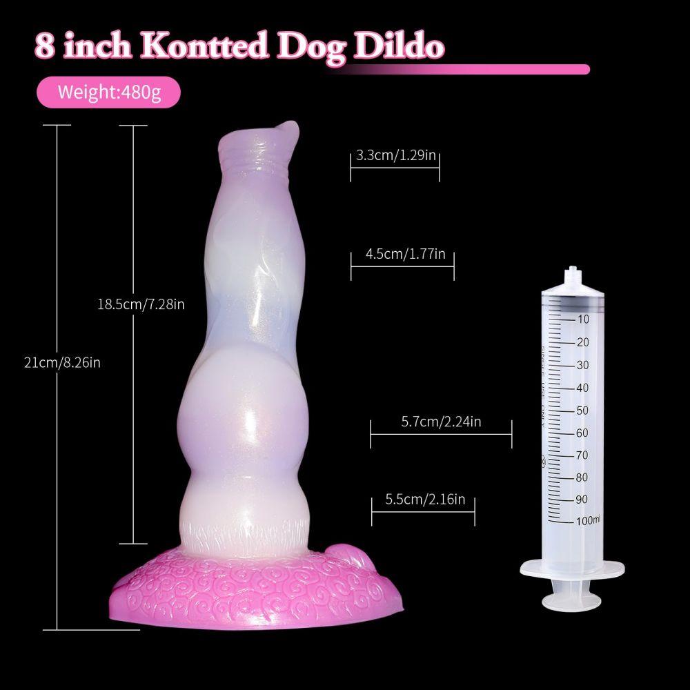 Realistic Squirting Silicone Dog Dildo with Knot and Suction Cup 8 inch Canine Dildos K9 - propinkup