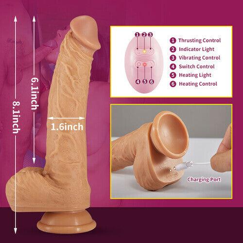 3 Functions Multiple Combination Lifelike Heating Dildo - propinkup