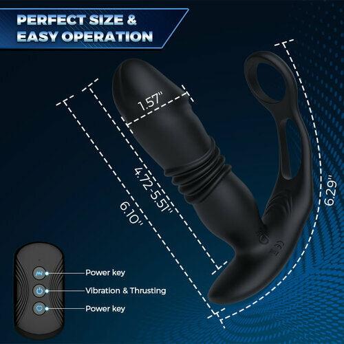 SAUL Glans 3 Thrusting & 12 Vibrating Cock Rings Prostate Massager - propinkup