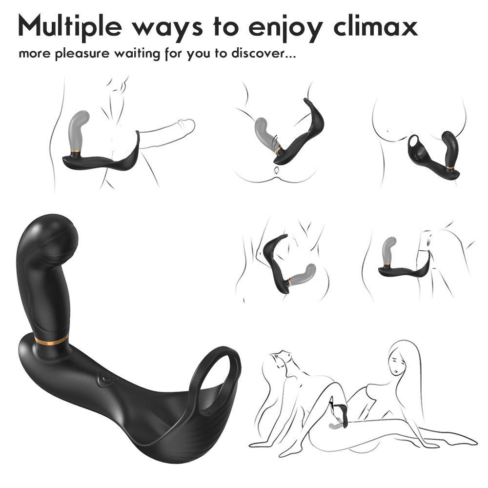 Wild Wind 7 Vibrating 7 Pulsating Anal Prostate Toy Teasing Butt Plug with Cock Ring - propinkup